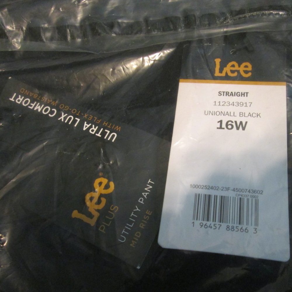 Lee Plus Straight 16W Long Utility Pant Mid Rise Unionall Black unopened